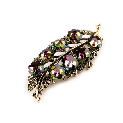 Brosche mit geschliffenen Steinchen Blatt (Varianta lila-rosa, Balení 1 Stück)