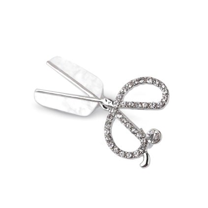 Brosche mit geschliffenen Steinchen Schere (Varianta 1 Crystal Platine, Balení 1 Stück)