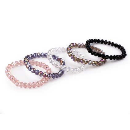 Armband mit geschliffenen Perlen mit AB-Effekt, elastisch (Varianta 2 puderig AB, Balení 1 Stück)