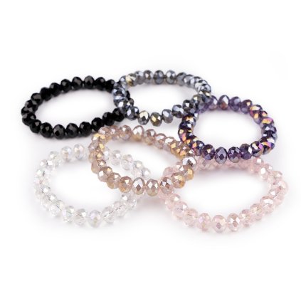 Armband mit geschliffenen Perlen mit AB-Effekt, elastisch (Varianta 3 beige AB, Balení 1 Stück)