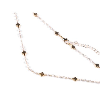 Halskette aus Edelstahl mit Glasperlen und Perlen (Varianta 3 perlmutt silber, Balení 1 Stück)