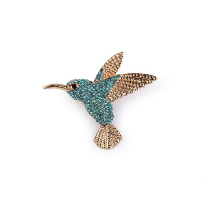 Brosche mit geschliffenen Steinchen Kolibri (Varianta 1 crystal paradise shine gold, Balení 1 Stück)