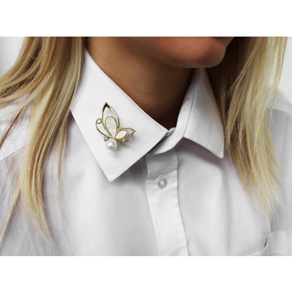 Brosche Schmetterling mit Perle (Varianta 3 schwarz weiß, Balení 1 Stück)