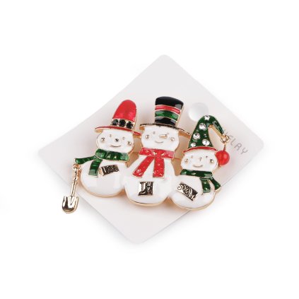 Brosche Rentiere auf Schlittschuhen, Schneemänner (Varianta 1 weiß Schneemann, Balení 1 Stück)