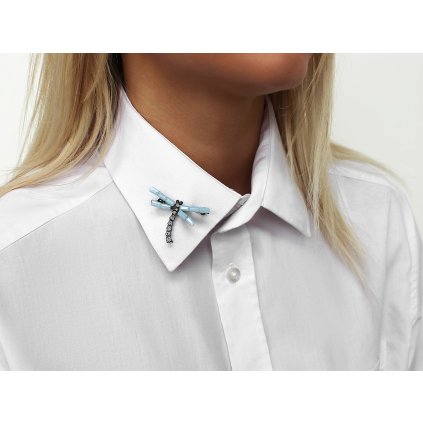 Brosche mit geschliffenen Steinen Libelle (Varianta 1 Eisblau, Balení 1 Stück)