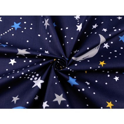 Baumwollstoff/Leinen Nachthimmel (Varianta 1 (8) dunkelblau, Balení 1 m)