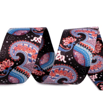Gurtband Paysley beidseitig, glatt, Breite 38 mm (Varianta 1 blau, Balení 1 m)