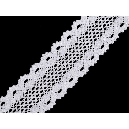 Klöppelspitze/Einsatzspitze aus Baumwolle, Breite 50 mm (Varianta 1 schneeweiß, Balení 13.5 m)