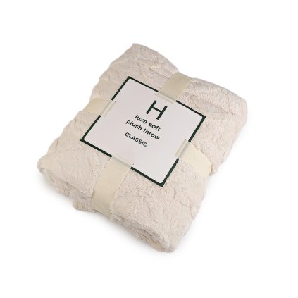 Plüschdecke mit Zopfmuster, 150 x 200 cm (Varianta 1 hell-créme, Balení 1 Stück)