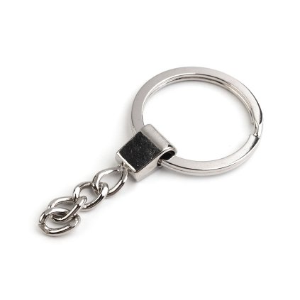 Schlüsselring mit Kette flach, Ø 30 mm (Varianta 1 Nickel, Balení 5 Stück)