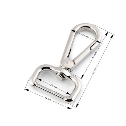 Metall-Drehkarabiner, Durchzug 25 mm (Varianta 1 Nickel, Balení 1 Stück)