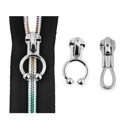 Schieber für Spiralreißverschlüsse Nr. 5 mit Verzierung (Varianta 1 Nickel, Balení 4 Stück)