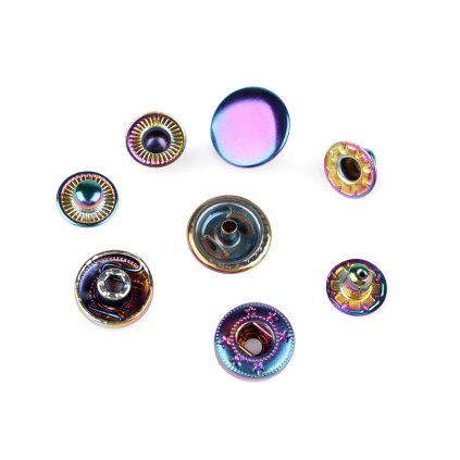 Metalldruckknöpfe für mitteldicke Stoffe, Ø 15 mm, regenbogenfarbig (Varianta Multicolor, Balení 10 Set)