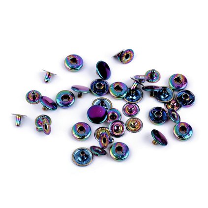 Metalldruckknöpfe für mitteldicke Stoffe, Ø 12 mm, regenbogenfarbig (Varianta Multicolor, Balení 50 Set)