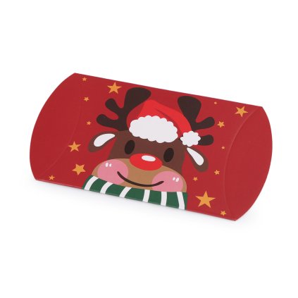 Weihnachtsgeschenkbox Rentier, Sankt Nikolaus, Schneemann, Lebkuchen, Kirche (Varianta 1 rot Rentier, Balení 12 Stück)