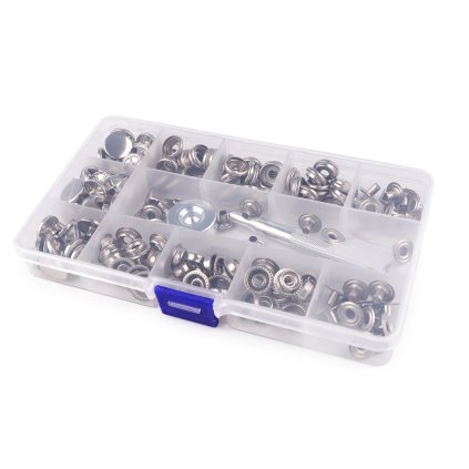 Set Metalldruckknöpfe, Ø 15 mm, mit Stempel und Metallstift, für dicke Stoffe (Varianta Nickel, Balení 1 Set)