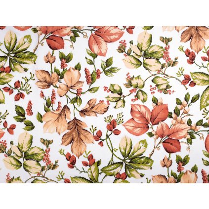 Baumwollstoff/Leinwand Herbstblätter (Varianta 1 (22333-1) weiß, Balení 1 m)