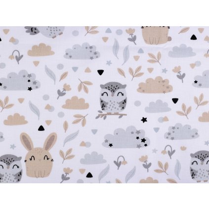 Baumwollstoff/Leinen Waldtierchen (Varianta (22314-1) weiß, Balení 1 m)