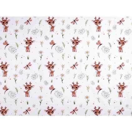 Baumwollstoff/Leinen Reh (Varianta (72) weiß, Balení 1 m)