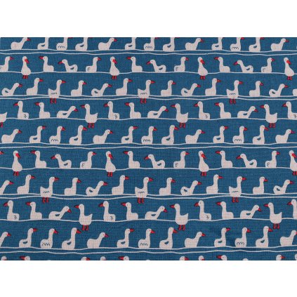 Dekorative Meterware/Leinenimitat/Polycotton, Gänse (Varianta blau, Balení 1 m)