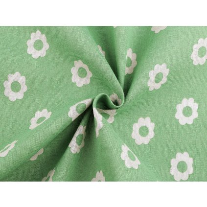 Dekorative Meterware/Leinenimitat/Polycotton, Blumen (Varianta grün, Balení 1 m)
