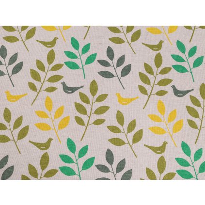 Dekorative Meterware/Leinenimitat/Polycotton, Blätter (Varianta naturfarbe, Balení 1 m)