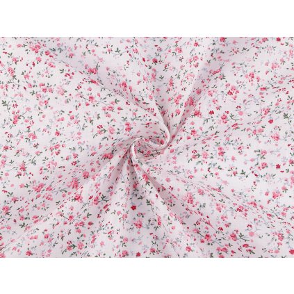 Baumwollstoff/Leinwand kleine Blümchen (Varianta 2 hell-créme hellrosa, Balení 1 m)