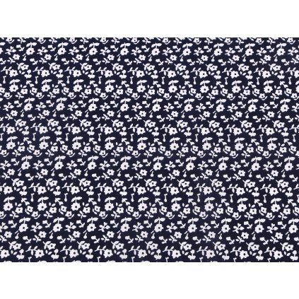 Baumwollstoff/Leinwand Blaudruck mit kleinen Blumen (Varianta 1 dunkelblau, Balení 1 m)