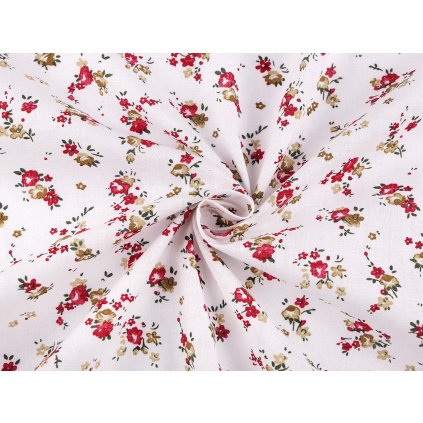 Baumwollstoff/Leinwand kleine Blümchen (Varianta 1 rot, Balení 1 m)