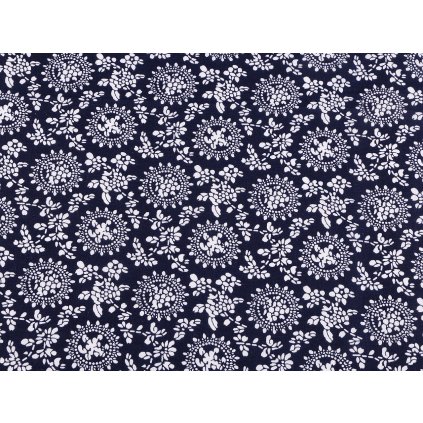 Baumwollstoff/Leinwand Blaudruck Pflanzen (Varianta dunkelblau, Balení 1 m)