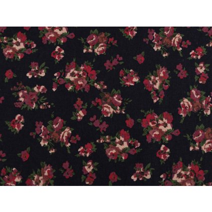 Baumwollstoff/Leinwand mit lockerer Bindung Blumen (Varianta dunkelblau, Balení 1 m)