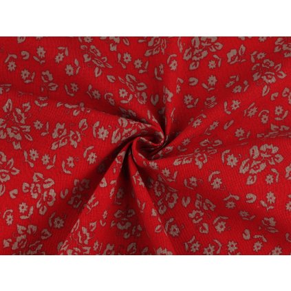 Baumwollstoff/Leinwand mit lockerer Bindung Blümchen (Varianta 1 rot, Balení 1 m)