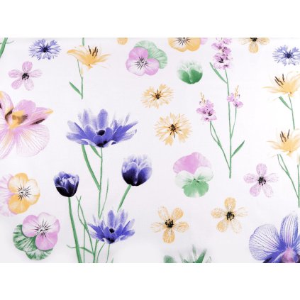 Baumwollstoff/Leinwand Blumen (Varianta weiß, Balení 1 m)