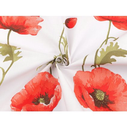 Baumwollstoff/Leinwand Klatschmohn (Varianta weiß, Balení 1 m)