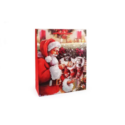 Weihnachts-Geschenktasche mit Glitzer (Varianta 3 rot, Balení 3 Stück)