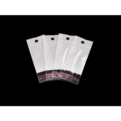 PP-Beute mit Klebestreifen und Aufhängerloch, 4 x 6 cm, eine Seite Transparent (Varianta weiß transparent, Balení 100 Stück)