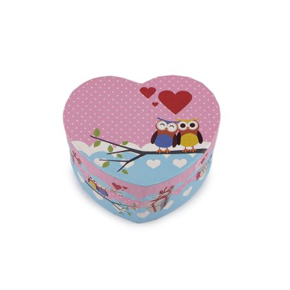 Geschenkbox Herz, Eule, 11,5 x 10 cm (Varianta 2 rosa beige, Balení 1 Stück)