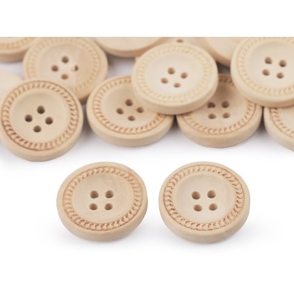 Holzknopf dekorativ vierlöchig (Varianta natürlich, Balení 50 Stück)