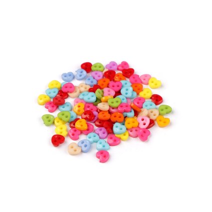 Mini-Knopf für Puppen, Figuren, Ø 6 mm/Herz, Stern, Blume (Varianta 1 Mix Herz, Balení 100 Stück)