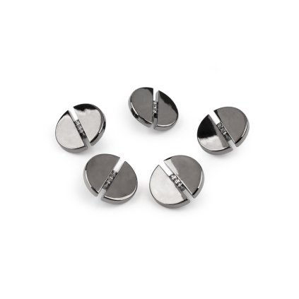 Metallknopf mit geschliffenen Steinchen, Größe 28"; 38" (Varianta 1 (28") Nickel schwarz, Balení 5 Stück)