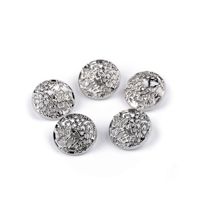 Metallknopf mit Schmetterling und Steinchen, Größe 28", 34" (Varianta 1 (28") Nickel, Balení 5 Stück)