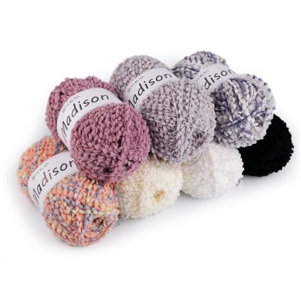Strickgarn Madison mit Noppen, 100 g (Varianta 1 weiß, Balení 1 Stück)
