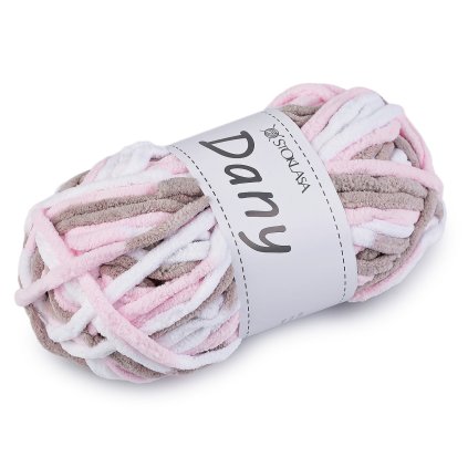 Chenille-Strickgarn Dany 100 g (Varianta 1 Hellrosa hellbeige, Balení 1 Stück)