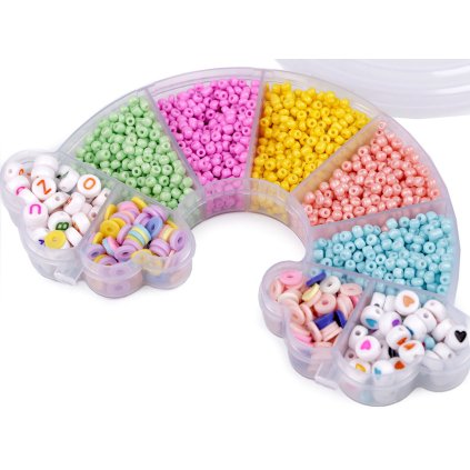 Perlenset in Regenbogen-Box mit Fädelmaterial (Varianta Siehe Abbildung, Balení 1 Set)