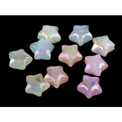 Kunststoffperlen mit AB-Effekt Stern, Ø 18 mm (Varianta 1 weiß, Balení 10 Stück)