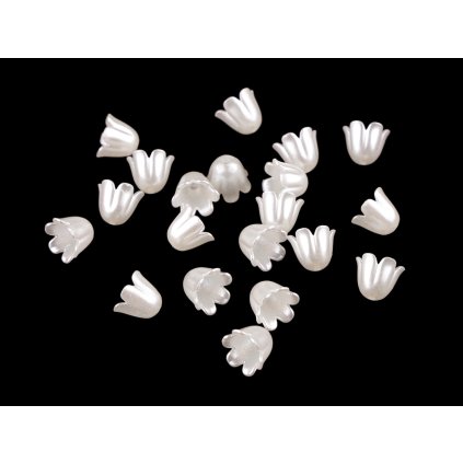 Kunststoffperlen Glockenblume/Rock, 9 x 11 mm (Varianta perlmutt-weiß, Balení 20 Stück)