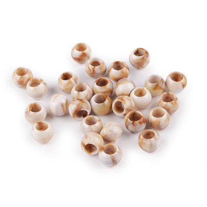 Kunststoffperlen mit großem Loch in Marmoroptik, 10 x 12 mm (Varianta beige-weiß, Balení 20 g)