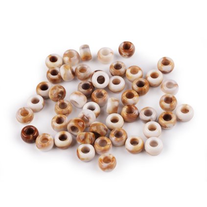 Kunststoffperlen mit großem Loch in Marmoroptik, 6 x 9 mm (Varianta beige-weiß, Balení 20 g)