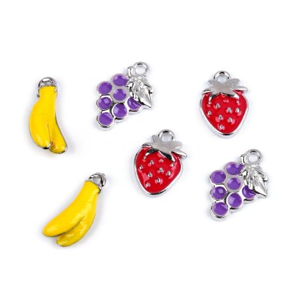 Metallanhänger/Zipper-Schlaufe Bananen, Trauben, Erdbeeren (Varianta 1 gelb Banane, Balení 2 Stück)