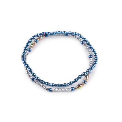 Set flexible Armbänder aus Hämatit, 2 Stk. (Varianta 1 blau silber, Balení 1 Set)